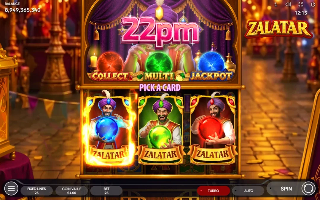 Interface do jogo de slot Zalatar com tema místico e esotérico